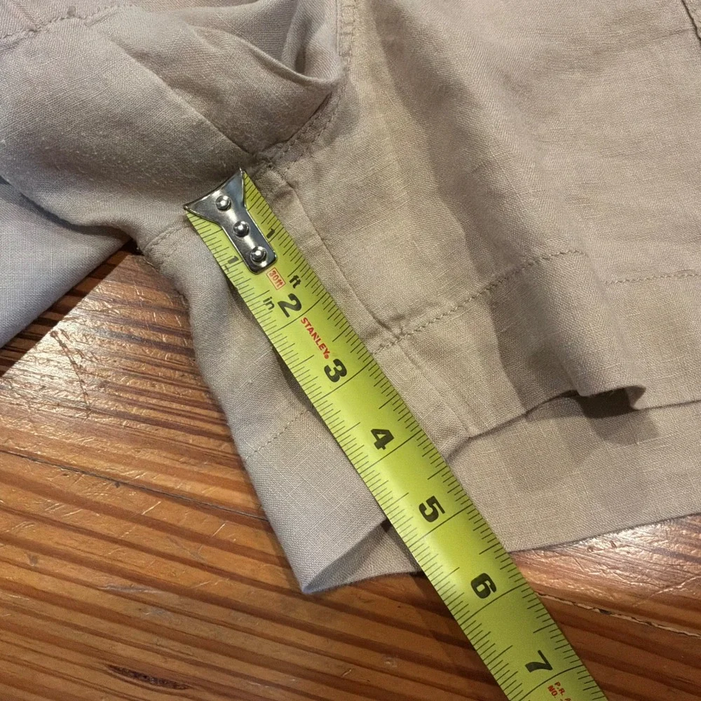 Ralph Lauren Womens Utility Shorts 14 100% Linen Khaki High Rise Beach READ